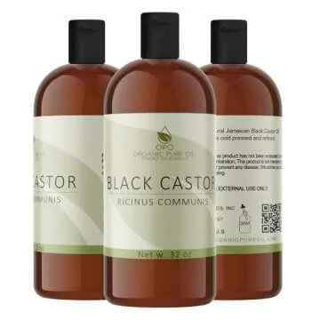 Jamaican Black Castor Oil - 32 OZ Pure, Organic, Cold Pressed, Filtered Hexane & Chemical Free, PBA-Free Plastic Caster - Hair Growth, Body, Skin - Brows, Lashes