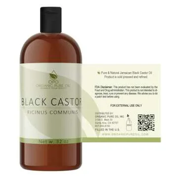 Jamaican Black Castor Oil - 32 OZ Pure, Organic, Cold Pressed, Filtered Hexane & Chemical Free, PBA-Free Plastic Caster - Hair Growth, Body, Skin - Brows, Lashes