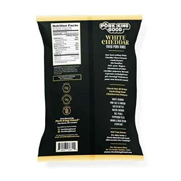 Pork King Good White Cheddar Pork Rinds 7 OZ FAMILY SIZE (Chicharrones - Keto Snacks)