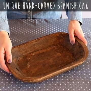 Decorative Bowl Home Decor Approx 10x14 Inch, Wooden Dough Bowl Decor, Wooden Bowl Decor Wood Dining...