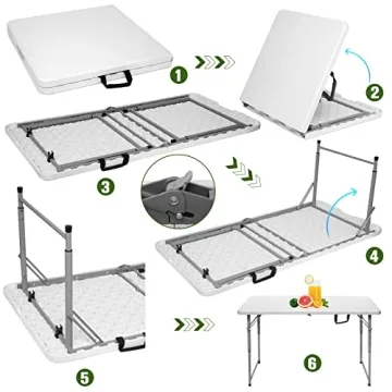 Byliable 4 ft Folding Table - Portable, Durable & Adjustable