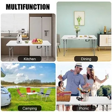 Byliable 4 ft Folding Table - Portable, Durable & Adjustable