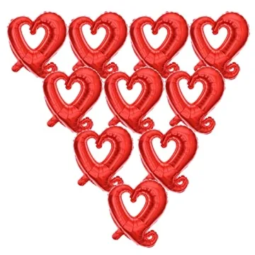 Soochat Red Heart Balloons - 10 Pcs Heart Shaped Foil Mylar Helium Balloons for Valentine's Day