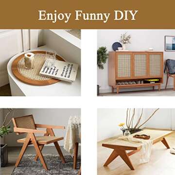 16" x5FT Natural Rattan Cane Webbing, Woven Open Mesh Cane Net Roll for DIY Caning Furniture Decor P...