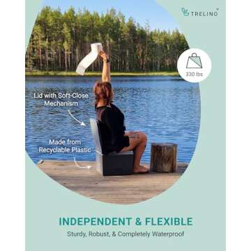 TRELINO Portable Toilet for Camping - Odorless & Compact