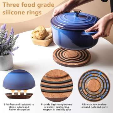 Magnetic Wooden Trivet for Le Creuset & Cast Iron Cookware