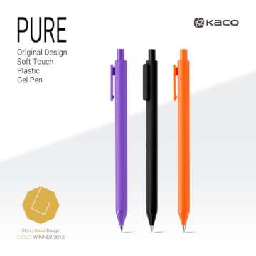 Kaco PURE Colored Gel Pens 0.5mm 20 Pieces Set Colorful Multi-color Ink Fine Point Comfort Grip Quick Drying Pens for Journaling Note Taking
