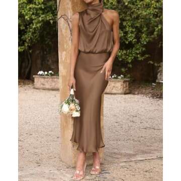 BTFBM Women's Sleeveless Cocktail Dresses Mock Neck Keyhole Elastic High Waist Wedding Guest Evening...