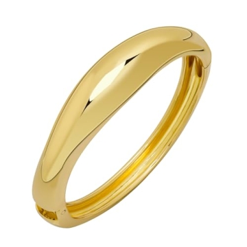 Yowivon Gold Bangles Bracelets for Women Trendy Chunky Thick Gold Plated Cuff Bangle Bracelet Non Ta...