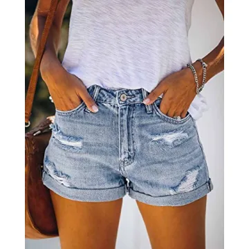 Buy Metietila Women's Ripped High Waisted Denim Shorts