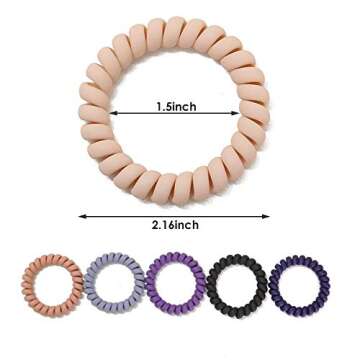 10 Pcs Spiral Hair Ties, Colorful Coil Hair Ties, Elastic Traceless Hair Ties, Matte Phone Cord Hair Ties, Waterproof Hair Coils for Women and Girls, Multicolor