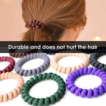 10 Pcs Spiral Hair Ties, Colorful Coil Hair Ties, Elastic Traceless Hair Ties, Matte Phone Cord Hair Ties, Waterproof Hair Coils for Women and Girls, Multicolor