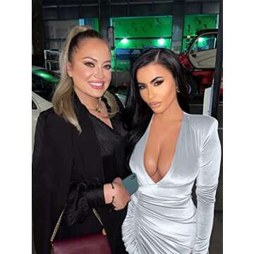 YMDUCH Women's Sexy Long Sleeve V Neck Ruched Bodycon Wrap Cocktail Club Mini Dress White