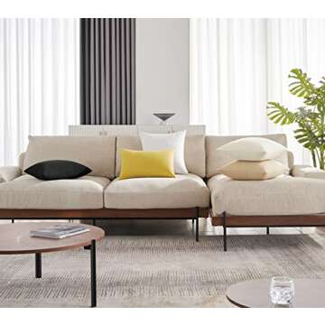 Mixhug Decorative Linen Throw Pillow Covers, Farmhouse Cushion Covers for Couch and Bed, Cream, 18 x 18 Inches, Set of 2