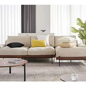 Mixhug Decorative Linen Throw Pillow Covers, Farmhouse Cushion Covers for Couch and Bed, Cream, 18 x 18 Inches, Set of 2