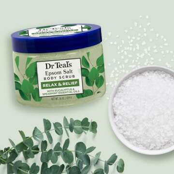 Dr Teal's Pure Epsom Salt Body Scrub, Relax & Relief with Eucalyptus & Spearmint Essential Oils, 16 oz (Pack of 3)