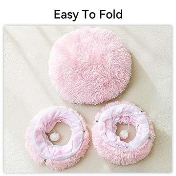 HIPIPET Winter Plush Cat Tunnel with Cat Bed for Indoor Cats,Multifunctional Cat Toys for Small Medium Large Cat.(Pink)