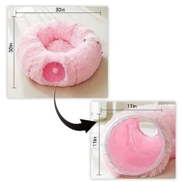 HIPIPET Plush Cat Tunnel and Bed Combo for Cats