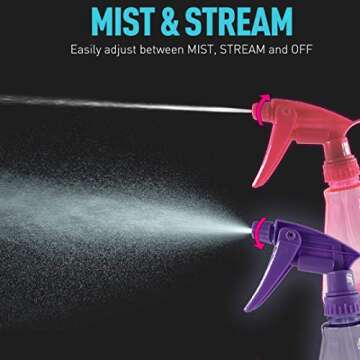 EZPRO USA Empty Spray Bottles 12oz PET Plastic for Hair, Multi Purpose Colored, Dog Grooming, Cat Training, Water Mister Sprayer, Clear Small, Pack of 4