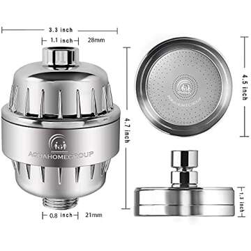 AquaHomeGroup Luxury Filtered Shower Head Set 20+3 Stage Shower Filter for Hard Water Removes Chlorine and Harmful Substances - Showerhead Filter High Output