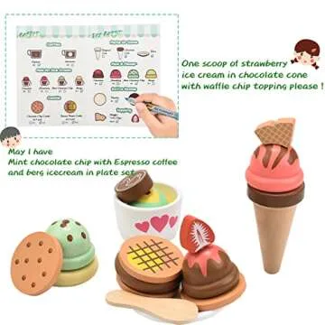 Giant Bean Wooden Ice Cream and Coffee Playset for Kids
