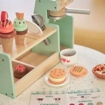 Giant Bean Wooden Ice Cream and Coffee Playset for Kids