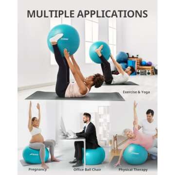 Trideer Yoga Ball Exercise Ball for Working Out, 5 Sizes Gym Ball, Birthing Ball for Pregnancy, Swiss Ball for Physical Therapy, Balance, Stability, Fitness, Office Ball Chair, Quick Pump Included