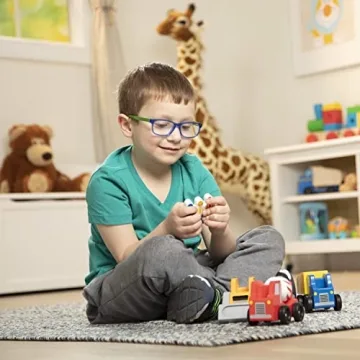 Melissa & Doug Wooden Construction Vehicles Set for Kids