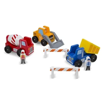 Melissa & Doug Wooden Construction Vehicles Set for Kids