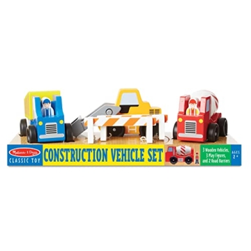 Melissa & Doug Wooden Construction Vehicles Set for Kids