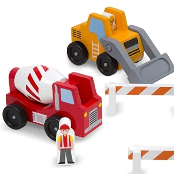 Melissa & Doug Wooden Construction Vehicles Set for Kids