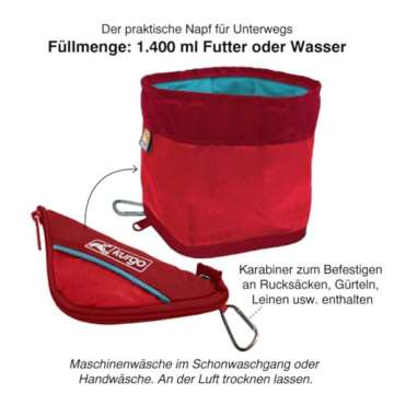 Kurgo Zippy Bowl - Collapsible Dog Travel Bowl for Outdoors