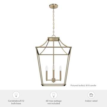 Hunter - Laurel Ridge 4-light Alturas Gold, Medium Size Pendant Light, Dimmable, Formal Style, Lantern Shaped, for Bedrooms, Kitchens, Dining, Living Rooms - 19874