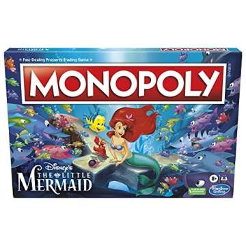 Monopoly Hasbro Gaming Disney's The Little Mermaid Edition Board Game, 2-6 Players for Family and Ki...