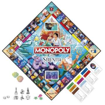 Monopoly Hasbro Gaming Disney's The Little Mermaid Edition Board Game, 2-6 Players for Family and Kids Ages 8+, with 6 Themed Tokens (Amazon Exclusive)