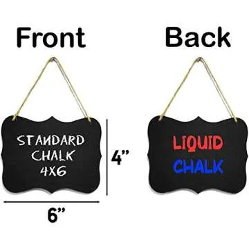 Small Chalkboard Signs, Hanging Chalkboard Signs 4x6, Double-Sided Message Board (3 Pack)
