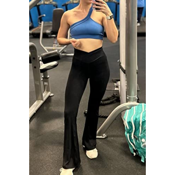 Sunzel Womens Flare Leggings with Tummy Control Crossover Waist and Wide Leg