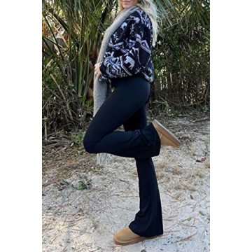 Sunzel Womens Flare Leggings with Tummy Control Crossover Waist and Wide Leg