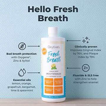 Oxyfresh Premium Lemon Mint Fresh Breath Mouthwash – Oral Rinse for Bad Breath – SLS & Fluoride ...