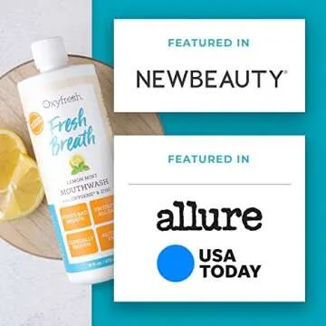 Oxyfresh Premium Lemon Mint Fresh Breath Mouthwash – Oral Rinse for Bad Breath – SLS & Fluoride Free Mouthrinse – Alcohol Free, Gentle Non Burning Mouthwash with Xylitol & Essential Oils, 16 oz