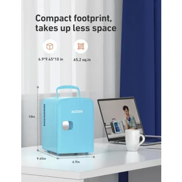 AstroAI Mini Fridge, 4 Liter/6 Can AC/DC Portable Thermoelectric Cooler Refrigerators for Skincare, Beverage, Food, Home, Office and Car, ETL Listed (Teal)