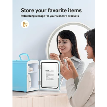 AstroAI Mini Fridge, 4 Liter/6 Can AC/DC Portable Thermoelectric Cooler Refrigerators for Skincare, Beverage, Food, Home, Office and Car, ETL Listed (Teal)