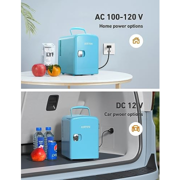 AstroAI Mini Fridge, 4 Liter/6 Can AC/DC Portable Thermoelectric Cooler Refrigerators for Skincare, Beverage, Food, Home, Office and Car, ETL Listed (Teal)