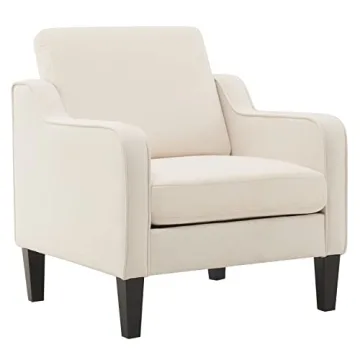 VINGLI Mid Century Modern Fabric Accent Chair - Cozy Beige Armchair for Your Living Room, Bedroom, o...