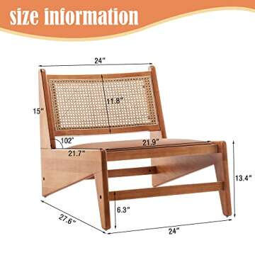 HAOBO Home Rattan Chair - Stylish Mid Century Modern Accent Chair for Comfort