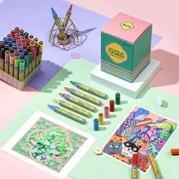 Arrtx 36 Colors Acrylic Paint Pens, 3mm Medium Tip Paint Markers Paint Pens, Non Toxic, Waterbased, Quick Drying for Artists Detailing, Rock Painting, Wood, Canvas, DIY Crafts Making Art Supplies