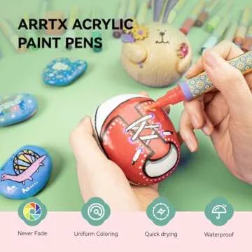 Arrtx 36 Colors Acrylic Paint Pens, 3mm Medium Tip Paint Markers Paint Pens, Non Toxic, Waterbased, Quick Drying for Artists Detailing, Rock Painting, Wood, Canvas, DIY Crafts Making Art Supplies