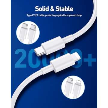 [3 in 1] iPhone Car Charger Fast Charging, 3-Port 67W Dual USB C & USB A Car Charger Power Adapter with 2Pack USB-C Cable&Lightning Cable for iPhone 16/16 Pro Max/15/15 Pro Max/Plus/14/13/12/11, iPad