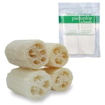 pisdoplop 4" Natural Loofah Exfoliating Body Sponge Scrubber for Skin Care in Bath Spa Shower Pack o...