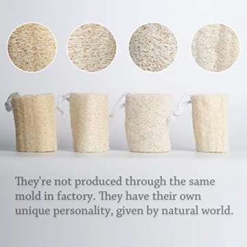 pisdoplop 4" Natural Loofah Exfoliating Body Sponge Scrubber for Skin Care in Bath Spa Shower Pack of 4